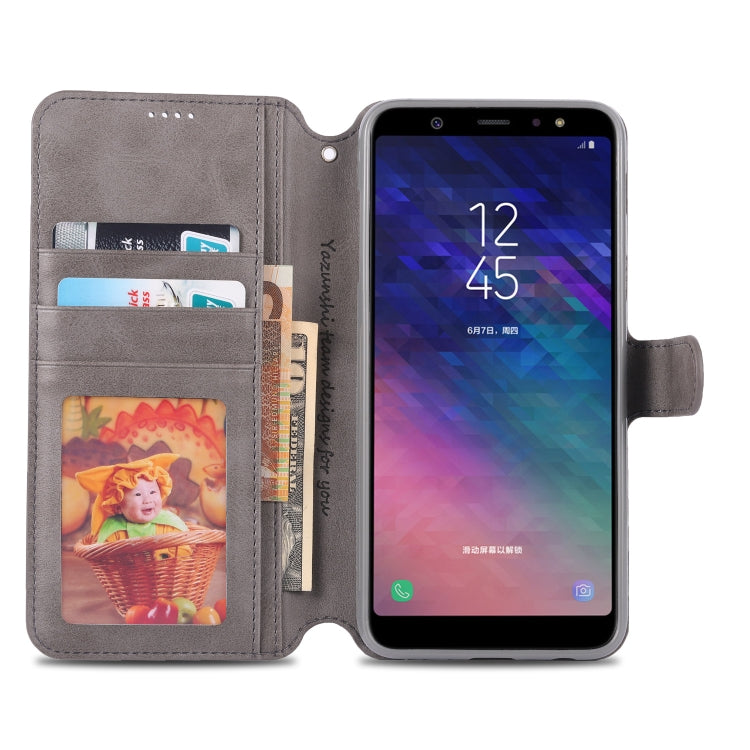 For Galaxy A6 2018 AZNS Calf Texture Magnetic Horizontal Flip PU Leather Case with Holder & Card Slots & Photo Frame(Gray) - Galaxy Phone Cases by AZNS | Online Shopping UK | buy2fix