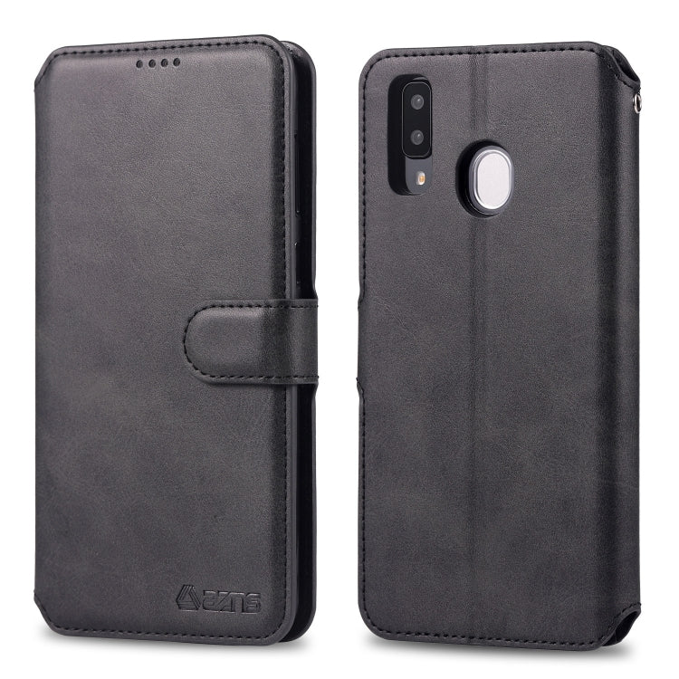 For  Galaxy A20e  AZNS Calf Texture Magnetic Horizontal Flip PU Leather Case with Holder & Card Slots & Photo Frame(Black) - Galaxy Phone Cases by AZNS | Online Shopping UK | buy2fix