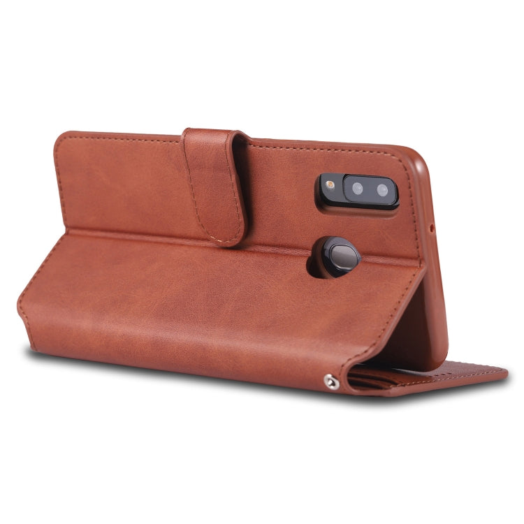 For  Galaxy A20e  AZNS Calf Texture Magnetic Horizontal Flip PU Leather Case with Holder & Card Slots & Photo Frame(Brown) - Galaxy Phone Cases by AZNS | Online Shopping UK | buy2fix