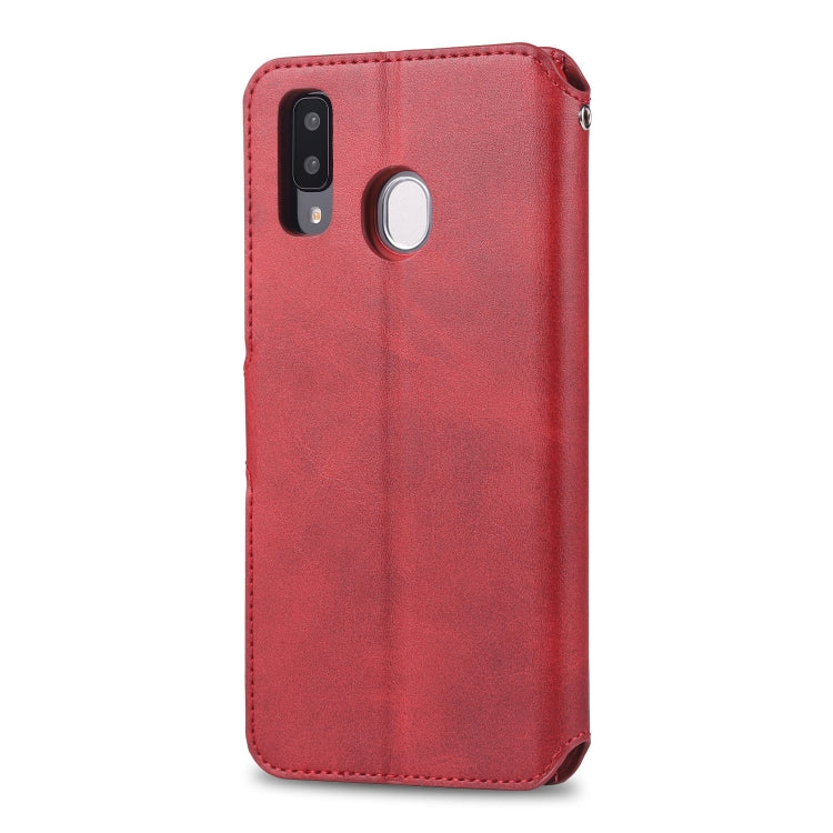 For  Galaxy A20e  AZNS Calf Texture Magnetic Horizontal Flip PU Leather Case with Holder & Card Slots & Photo Frame(Red) - Galaxy Phone Cases by AZNS | Online Shopping UK | buy2fix