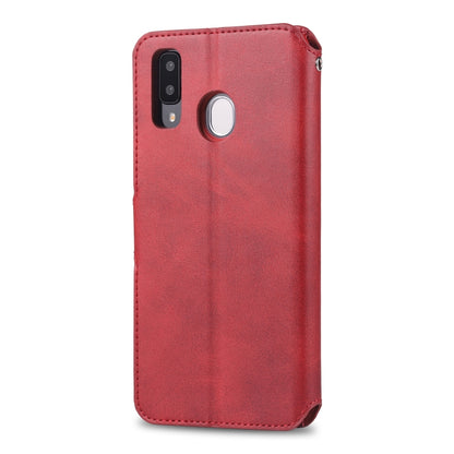 For  Galaxy A20e  AZNS Calf Texture Magnetic Horizontal Flip PU Leather Case with Holder & Card Slots & Photo Frame(Red) - Galaxy Phone Cases by AZNS | Online Shopping UK | buy2fix