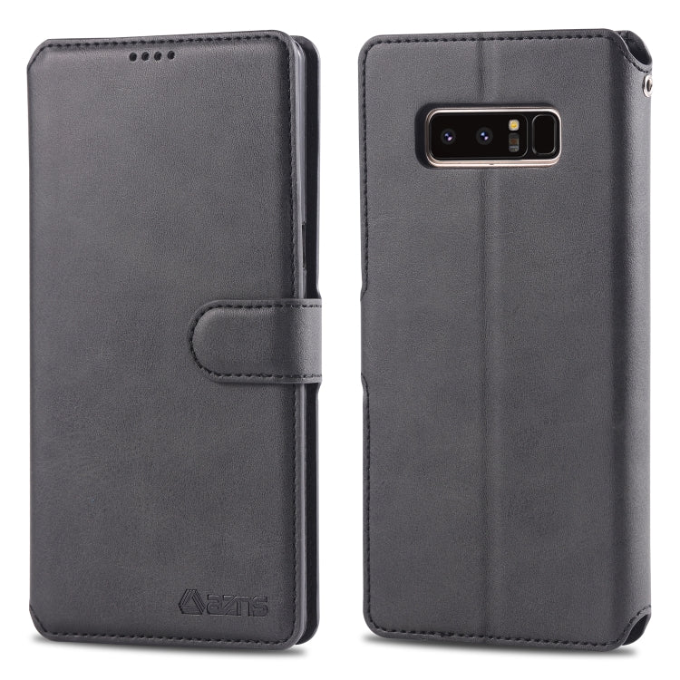 For Galaxy Note 8 AZNS Calf Texture Magnetic Horizontal Flip PU Leather Case with Holder & Card Slots & Photo Frame(Black) - Galaxy Phone Cases by AZNS | Online Shopping UK | buy2fix