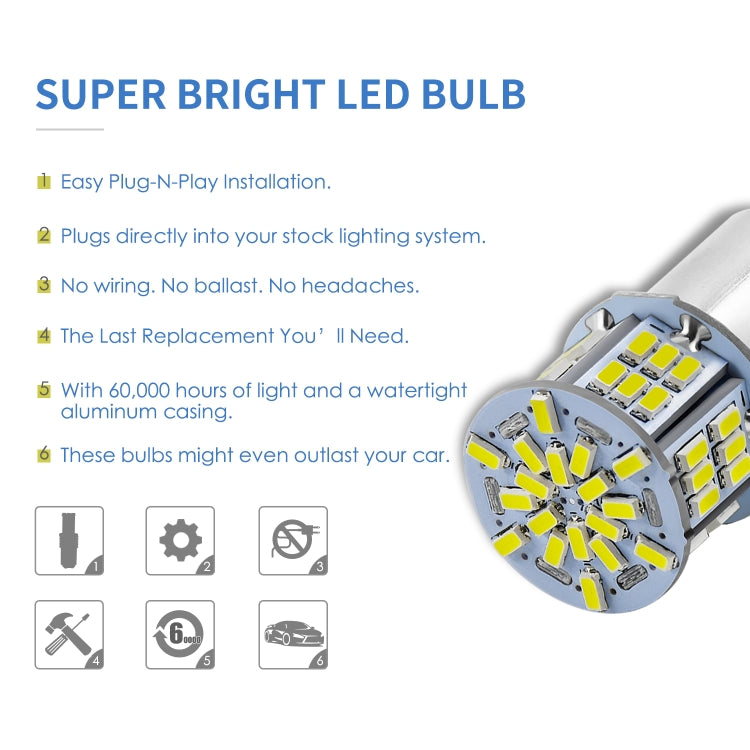 1 Pair E0052 9-14V 1156-54SMD-2835 6000K 1080LM White Light Car Decoding Turn Signal Reversing Light - In Car by buy2fix | Online Shopping UK | buy2fix