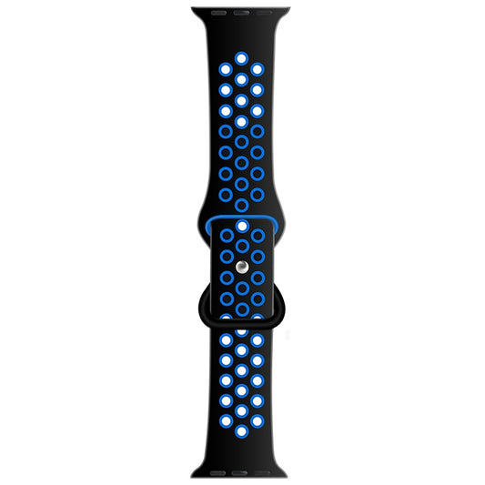 Butterfly Buckle Dual-tone Liquid Silicone Watch Band For Apple Watch Ultra 49mm&Watch Ultra 2 49mm / Series 9&8&7 45mm / SE 3&SE 2&6&SE&5&4 44mm / 3&2&1 42mm(Black+Sky Blue) by buy2fix