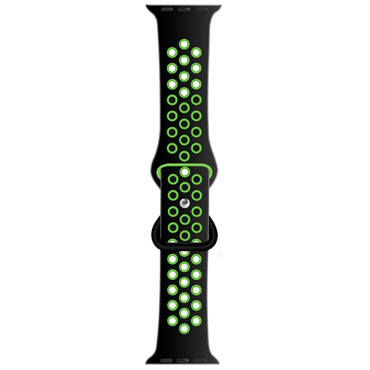 Butterfly Buckle Dual-tone Liquid Silicone Watch Band For Apple Watch Ultra 49mm&Watch Ultra 2 49mm / Series 9&8&7 45mm / SE 3&SE 2&6&SE&5&4 44mm / 3&2&1 42mm(Black+Green) by buy2fix