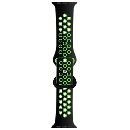 Butterfly Buckle Dual-tone Liquid Silicone Watch Band For Apple Watch Ultra 49mm&Watch Ultra 2 49mm / Series 9&8&7 45mm / SE 3&SE 2&6&SE&5&4 44mm / 3&2&1 42mm(Black+Green) by buy2fix