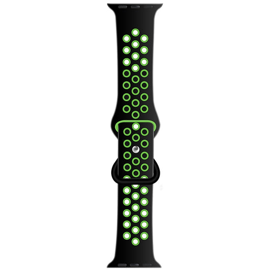 Butterfly Buckle Dual-tone Liquid Silicone Watch Band For Apple Watch Ultra 49mm&Watch Ultra 2 49mm / Series 9&8&7 45mm / SE 3&SE 2&6&SE&5&4 44mm / 3&2&1 42mm(Black+Green) by buy2fix