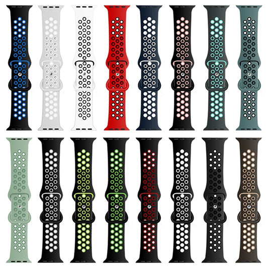 Butterfly Buckle Dual-tone Liquid Silicone Watch Band For Apple Watch Ultra 49mm&Watch Ultra 2 49mm / Series 9&8&7 45mm / SE 3&SE 2&6&SE&5&4 44mm / 3&2&1 42mm(Light Blue Feather+Black) by buy2fix