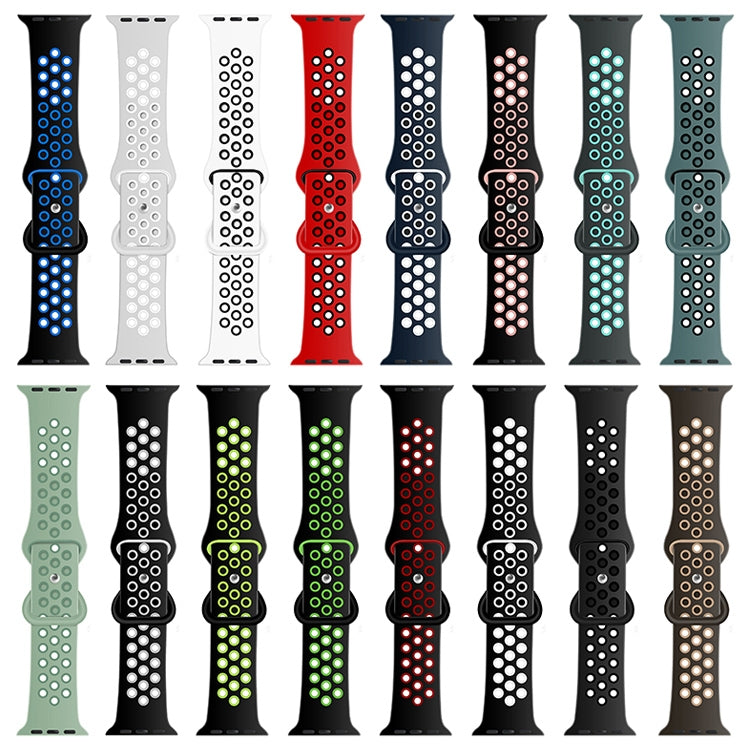 Butterfly Buckle Dual-tone Liquid Silicone Watch Band For Apple Watch Ultra 49mm&Watch Ultra 2 49mm / Series 9&8&7 45mm / SE 3&SE 2&6&SE&5&4 44mm / 3&2&1 42mm(Black+Green) by buy2fix