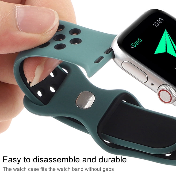 Butterfly Buckle Dual-tone Liquid Silicone Watch Band For Apple Watch Ultra 49mm&Watch Ultra 2 49mm / Series 9&8&7 45mm / SE 3&SE 2&6&SE&5&4 44mm / 3&2&1 42mm(Cloudy Gray+Gray Green) by buy2fix