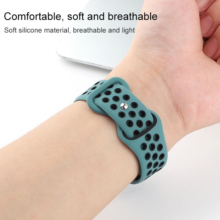 Butterfly Buckle Dual-tone Liquid Silicone Watch Band For Apple Watch Ultra 49mm&Watch Ultra 2 49mm / Series 9&8&7 45mm / SE 3&SE 2&6&SE&5&4 44mm / 3&2&1 42mm(Cloudy Gray+Gray Green) by buy2fix