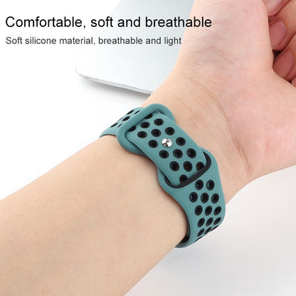 Butterfly Buckle Dual-tone Liquid Silicone Watch Band For Apple Watch Ultra 49mm&Watch Ultra 2 49mm / Series 9&8&7 45mm / SE 3&SE 2&6&SE&5&4 44mm / 3&2&1 42mm(Cloudy Gray+Gray Green) by buy2fix