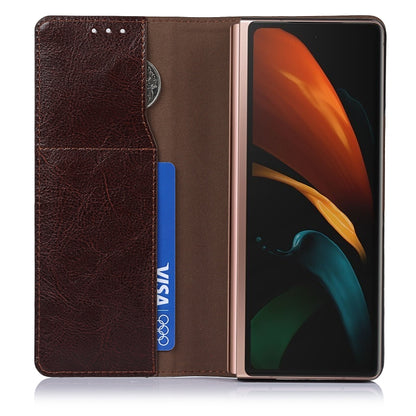 For Samsung Galaxy Z Fold2 5G 2 In 1 Crazy Horse Texture Split Horizontal Flip Leather Case with Holder & Card Slot(Dark Brown) by buy2fix