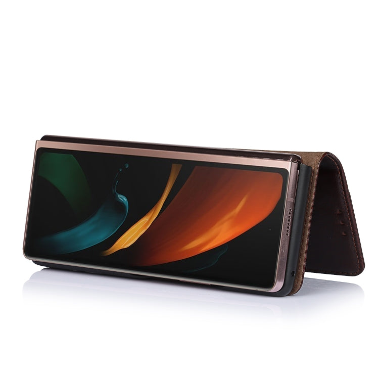 For Samsung Galaxy Z Fold2 5G 2 In 1 Crazy Horse Texture Split Horizontal Flip Leather Case with Holder & Card Slot(Dark Brown) by buy2fix
