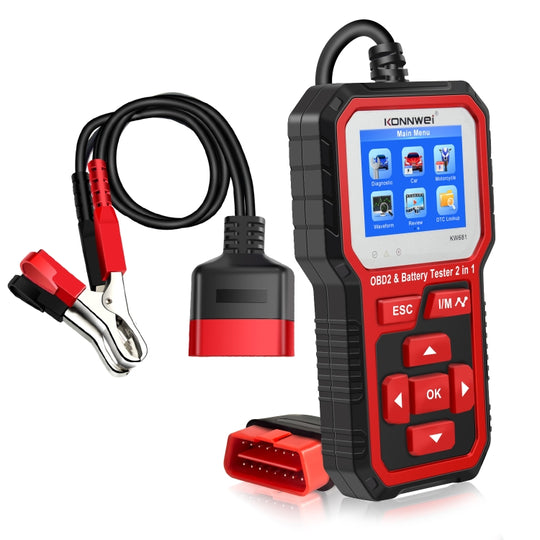 KONNWEI KW681 Auto 2,4 Zoll TFT Bildschirm OBD Fehlerdiagnose + 6V-12V Batterietester Unterstützung 9 Sprachen