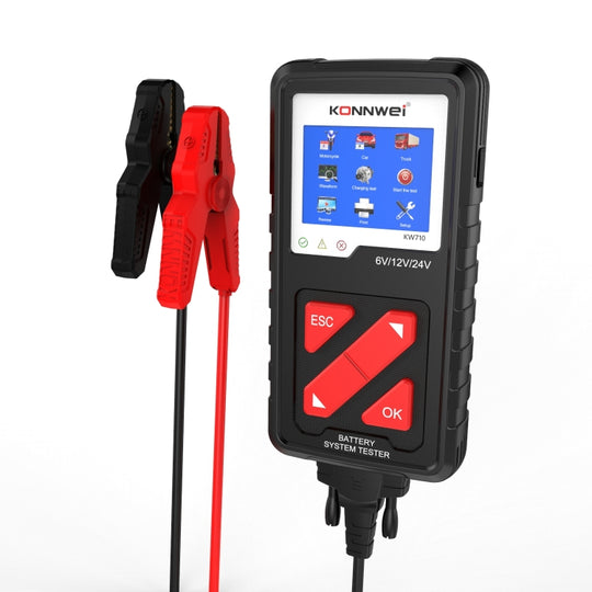 KONNWEI KW710 Auto 3,2 Zoll 6V-24V Blei-Säure-Batterietester Unterstützt 13 Sprachen