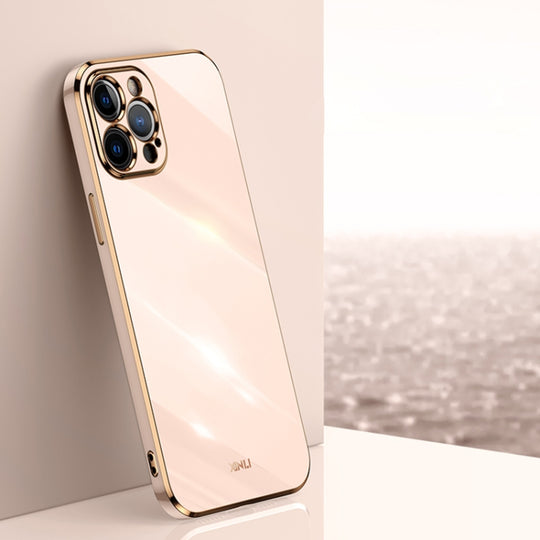 For iPhone 12 Pro XINLI Straight Edge 6D Electroplate TPU Phone Case(Pink)