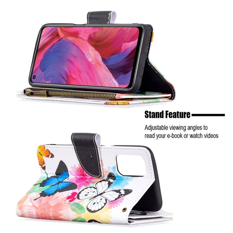 For OPPO A74 5G/A93 5G/A54 5G Colored Drawing Pattern Zipper Horizontal Flip Leather Case with Holder & Card Slots & Wallet(Two Butterflies) - OPPO & vivo Accessories by buy2fix | Online Shopping UK | buy2fix