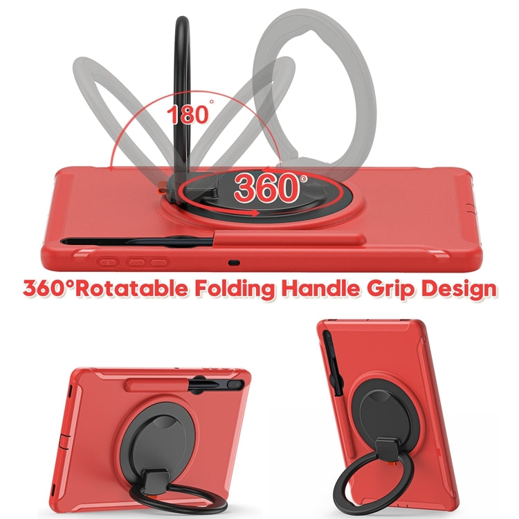 For Samsung Galaxy Tab S8+ / Tab S8 Plus /  Tab S7 FE / Tab S7+/S7 FE 12.4 inch T970 Shockproof TPU + PC Protective Case with 360 Degree Rotation Foldable Handle Grip Holder & Pen Slot(Red) - Galaxy Tab S8+ Cases by buy2fix | Online Shopping UK | buy2fix