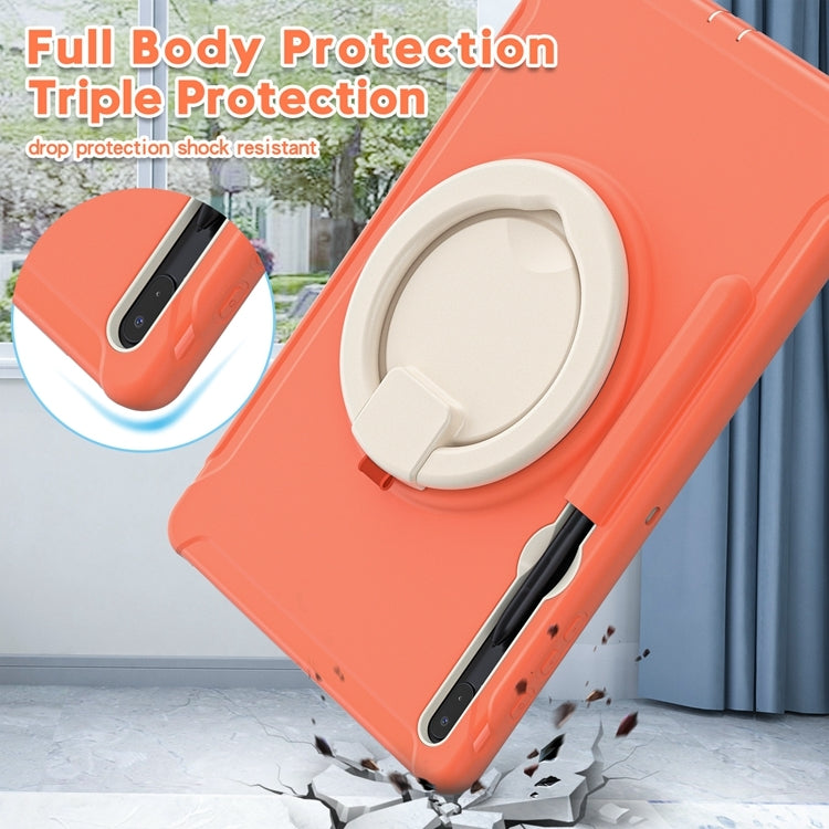 For Samsung Galaxy Tab S8+ / Tab S8 Plus /  Tab S7 FE / Tab S7+/S7 FE 12.4 inch T970 Shockproof TPU + PC Protective Case with 360 Degree Rotation Foldable Handle Grip Holder & Pen Slot(Living Coral) - Galaxy Tab S8+ Cases by buy2fix | Online Shopping UK | buy2fix