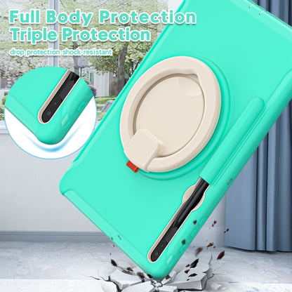 For Samsung Galaxy Tab S8+ / Tab S8 Plus /  Tab S7 FE / Tab S7+/S7 FE 12.4 inch T970 Shockproof TPU + PC Protective Case with 360 Degree Rotation Foldable Handle Grip Holder & Pen Slot(Mint Green) - Galaxy Tab S8+ Cases by buy2fix | Online Shopping UK | buy2fix