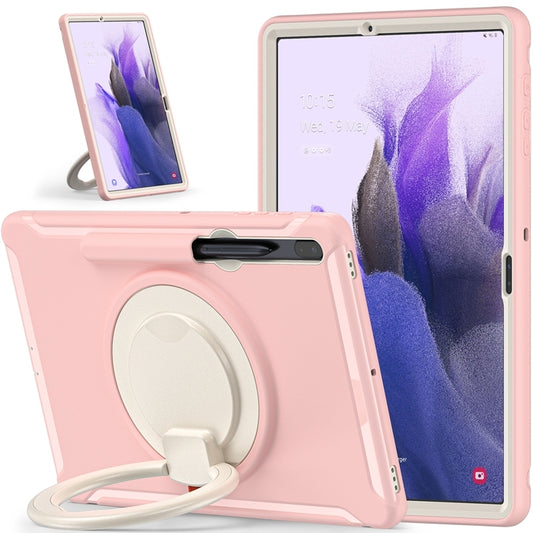 For Samsung Galaxy Tab S8+ / Tab S8 Plus / Tab S7 FE / Tab S7+/S7 FE 12.4 inch T970 Shockproof TPU + PC Protective Case with 360 Degree Rotation Foldable Handle Grip Holder & Pen Slot(Cherry Blossoms Pink) by buy2fix
