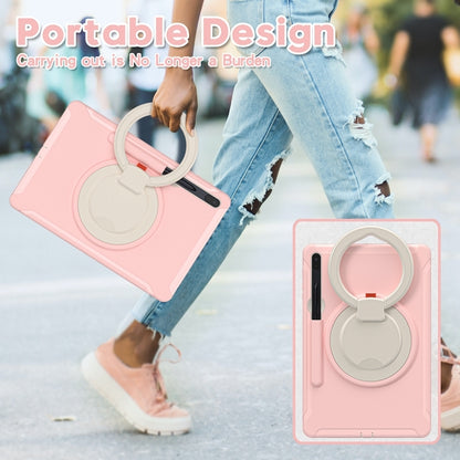 For Samsung Galaxy Tab S8+ / Tab S8 Plus /  Tab S7 FE / Tab S7+/S7 FE 12.4 inch T970 Shockproof TPU + PC Protective Case with 360 Degree Rotation Foldable Handle Grip Holder & Pen Slot(Cherry Blossoms Pink) - Galaxy Tab S8+ Cases by buy2fix | Online Shopping UK | buy2fix