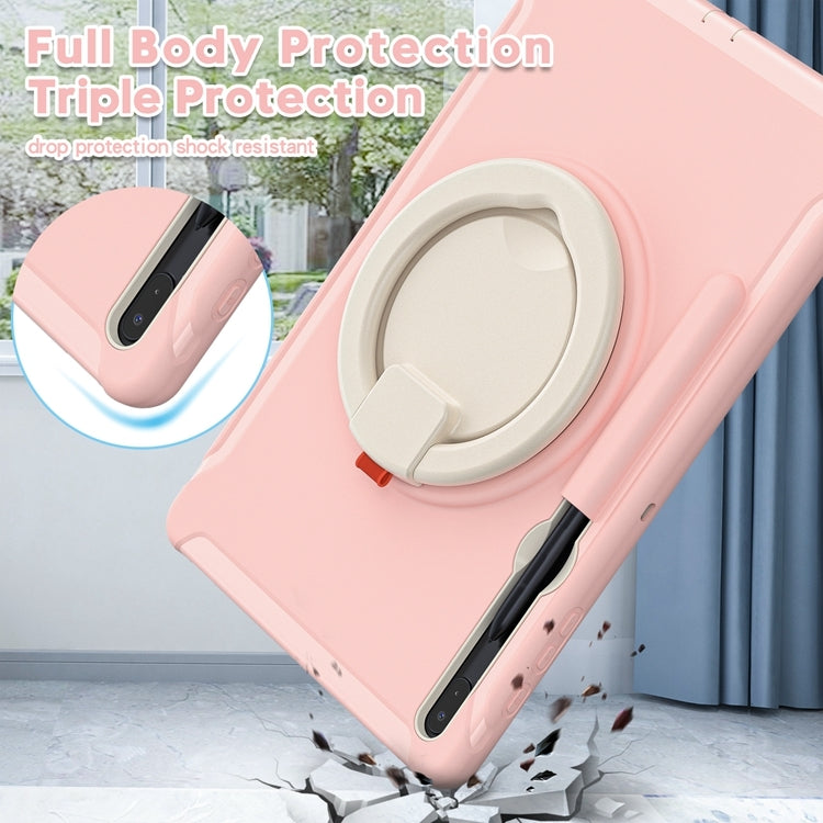 For Samsung Galaxy Tab S8+ / Tab S8 Plus /  Tab S7 FE / Tab S7+/S7 FE 12.4 inch T970 Shockproof TPU + PC Protective Case with 360 Degree Rotation Foldable Handle Grip Holder & Pen Slot(Cherry Blossoms Pink) - Galaxy Tab S8+ Cases by buy2fix | Online Shopping UK | buy2fix