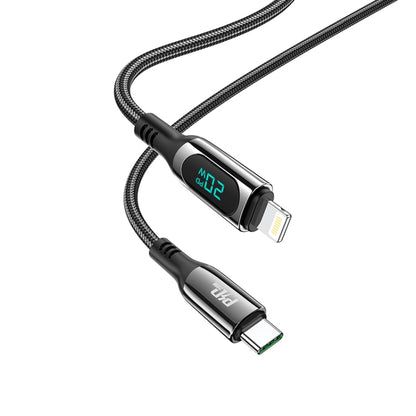 hoco S51 8 Pin PD Digital Display Charging Data Cable, Length: 1.2m(Black) - Normal Style Cable by hoco | Online Shopping UK | buy2fix