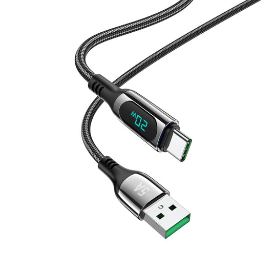 hoco S51 5A Type-C / USB-C Digital Display Charging Data Cable, Length: 1.2m(Black) - USB-C & Type-C Cable by hoco | Online Shopping UK | buy2fix