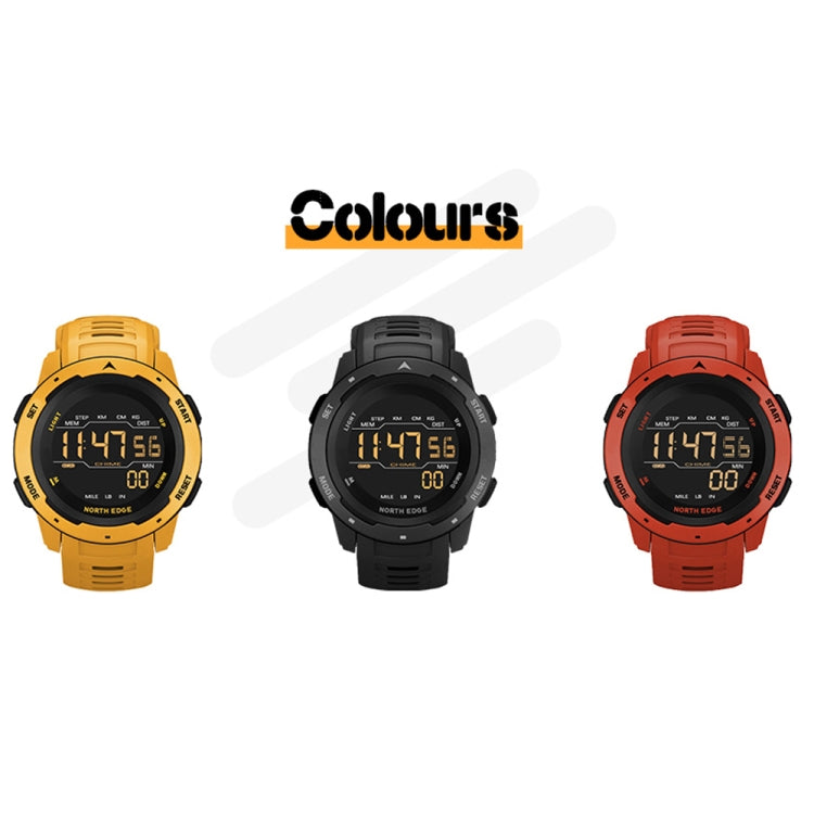 NORTH EDGE Mars Men Luminous Digital Waterproof Smart Sports Watch, Support Alarm Clock & Countdown & Sports Mode(Yellow) - Sport Watches by NORTH EDGE | Online Shopping UK | buy2fix