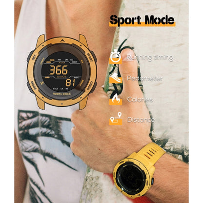 NORTH EDGE Mars Men Luminous Digital Waterproof Smart Sports Watch, Support Alarm Clock & Countdown & Sports Mode(Yellow) - Sport Watches by NORTH EDGE | Online Shopping UK | buy2fix
