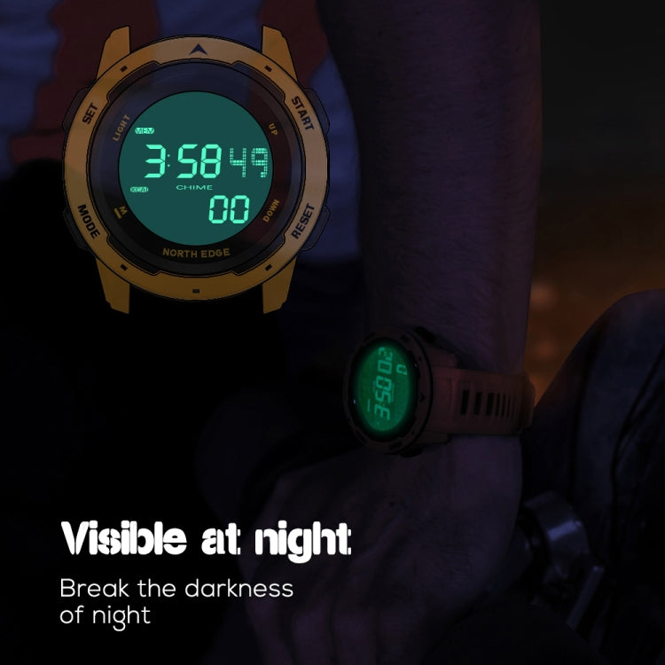 NORTH EDGE Mars Men Luminous Digital Waterproof Smart Sports Watch, Support Alarm Clock & Countdown & Sports Mode(Yellow) - Sport Watches by NORTH EDGE | Online Shopping UK | buy2fix