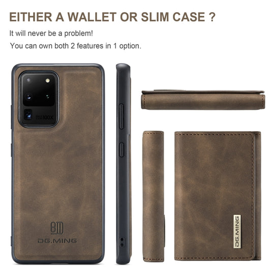 For Samsung Galaxy S20 Ultra DG.MING M1 Series 3-Fold Multi Card Wallet Back Cover Shockproof Case with Holder Function(Coffee) by DG.MING