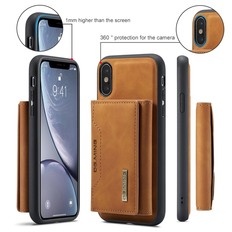 DG.MING M2 Series 3-Fold Multi Card Bag Back Cover Shockproof Case with Wallet & Holder Function For iPhone XS(Brown) -  by DG.MING | Online Shopping UK | buy2fix