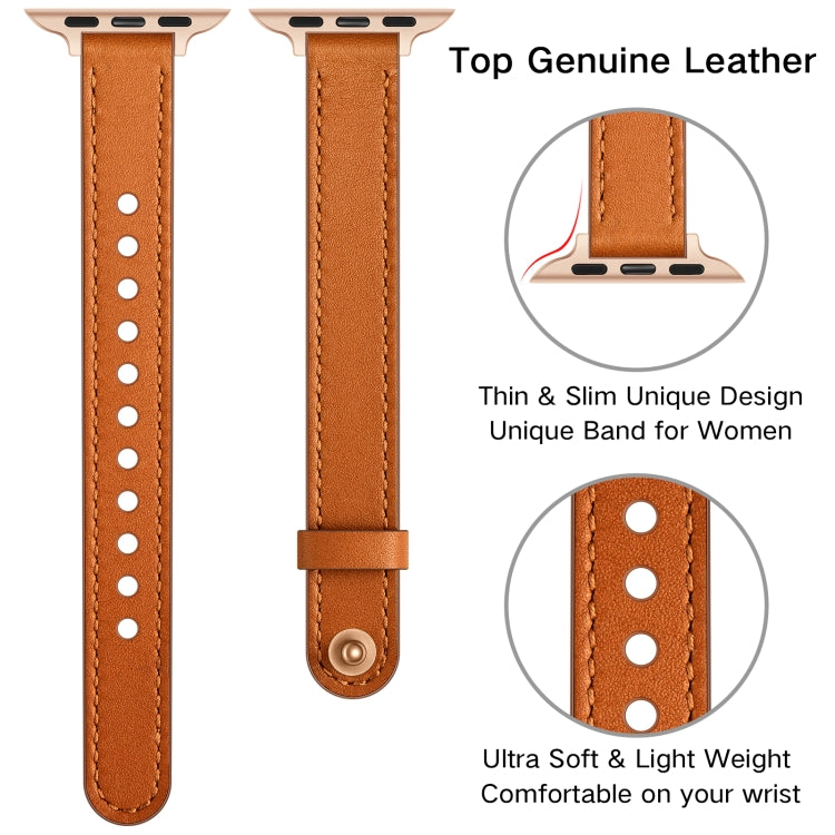 14mm Couple Style Leather Watch Band For Apple Watch Ultra 49mm&Watch Ultra 2 49mm / Series 9&8&7 45mm / SE 3&SE 2&6&SE&5&4 44mm / 3&2&1 42mm(Semi-oiled Rose Gold Buckle) - Watch Bands by buy2fix | Online Shopping UK | buy2fix