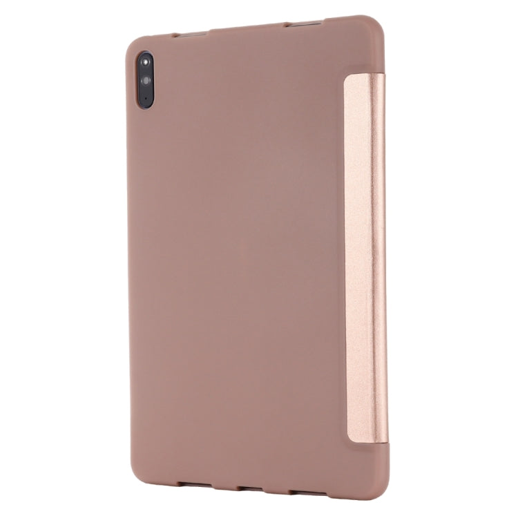 For Huawei MatePad 11 (2021) GEBEI Shockproof Horizontal Flip Leather Case with Three-folding Holder(Rose Gold) - Huawei by GEBEI | Online Shopping UK | buy2fix