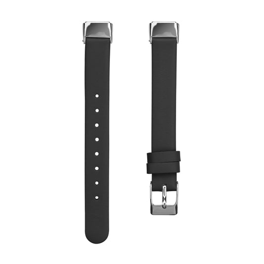 For Fitbit Luxe Leather Watch Band, Size:S(Black) by buy2fix
