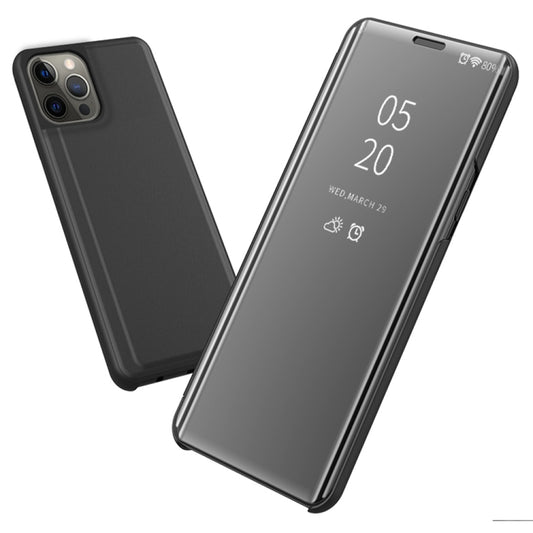 For iPhone 13 Pro Plated Mirror Horizontal Flip Leather Case with Holder (Black) by buy2fix