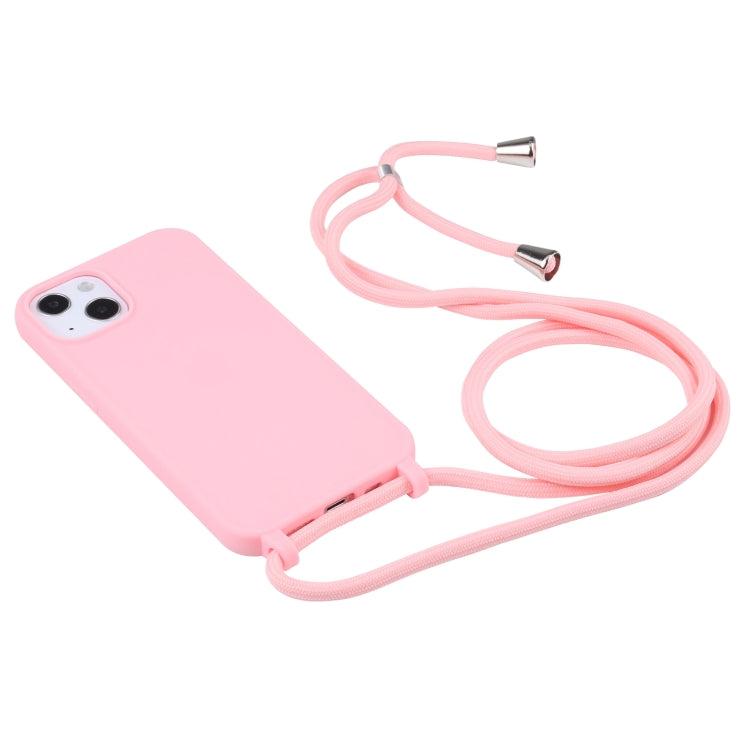 For iPhone 13 Candy Colors TPU Protective Case with Lanyard(Pink) - Apple Accessories by buy2fix | Online Shopping UK | buy2fix