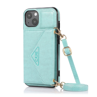For iPhone 13 Multi-functional Cross-body Card Bag TPU+PU Back Cover Case with Holder & Card Slot & Wallet(Green) - Apple Accessories by buy2fix | Online Shopping UK | buy2fix