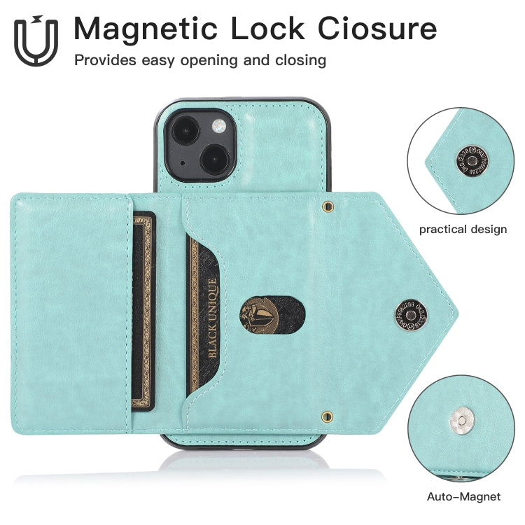 For iPhone 13 Multi-functional Cross-body Card Bag TPU+PU Back Cover Case with Holder & Card Slot & Wallet(Green) - Apple Accessories by buy2fix | Online Shopping UK | buy2fix