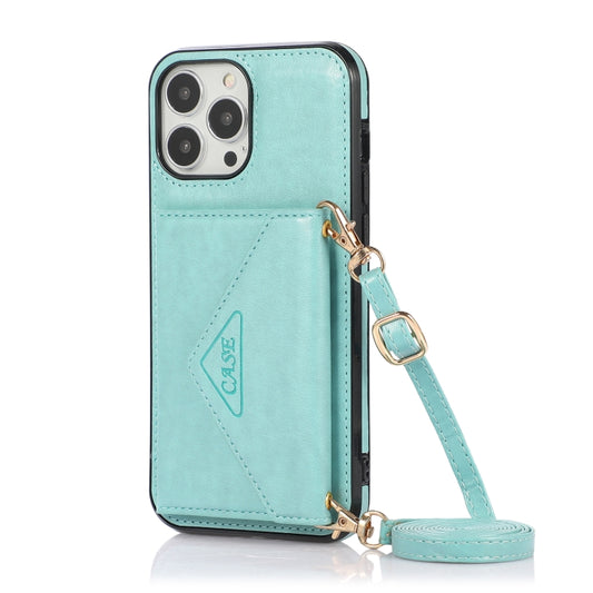 For iPhone 13 Pro Multi-functional Cross-body Card Bag TPU+PU Back Cover Case with Holder & Card Slot & Wallet (Green) by buy2fix