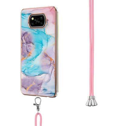 For Xiaomi Poco X3 NFC Electroplating Pattern IMD TPU Shockproof Case with Neck Lanyard(Milky Way Blue Marble) by buy2fix