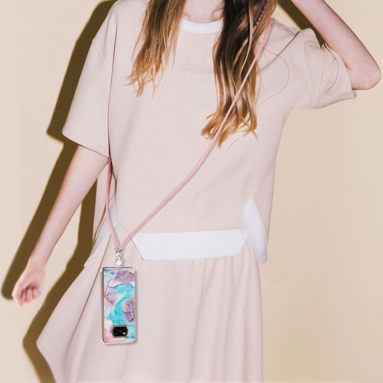 For Xiaomi Poco X3 NFC Electroplating Pattern IMD TPU Shockproof Case with Neck Lanyard(Milky Way Blue Marble) by buy2fix