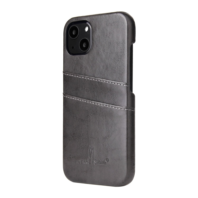 For iPhone 13 Pro Max Fierre Shann Retro Oil Wax Texture PU Leather Case with Card Slots (Grey) - iPhone 13 Pro Max Cases by FIERRE SHANN | Online Shopping UK | buy2fix