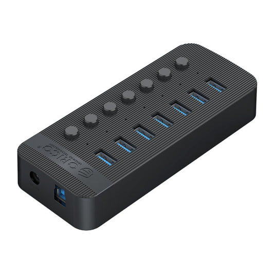 ORICO CT2U3-7AB-BK 7 In 1 Plastic Stripes Multi-Port USB HUB with Individual Switches, US Plug(Black) -  by ORICO | Online Shopping UK | buy2fix