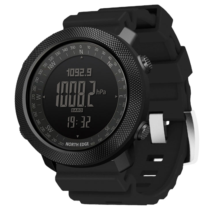 NORTH EDGE Multi-function Waterproof Outdoor Sports Electronic Smart Watch, Support Humidity Measurement / Weather Forecast / Speed Measurement, Style:Silicone Strap(Black) - Silicone Strap Watches by NORTH EDGE | Online Shopping UK | buy2fix