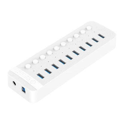 ORICO CT2U3-10AB-WH 10 In 1 Plastic Stripes Multi-Port USB HUB with Individual Switches, EU Plug(White) - USB 3.0 HUB by ORICO | Online Shopping UK | buy2fix