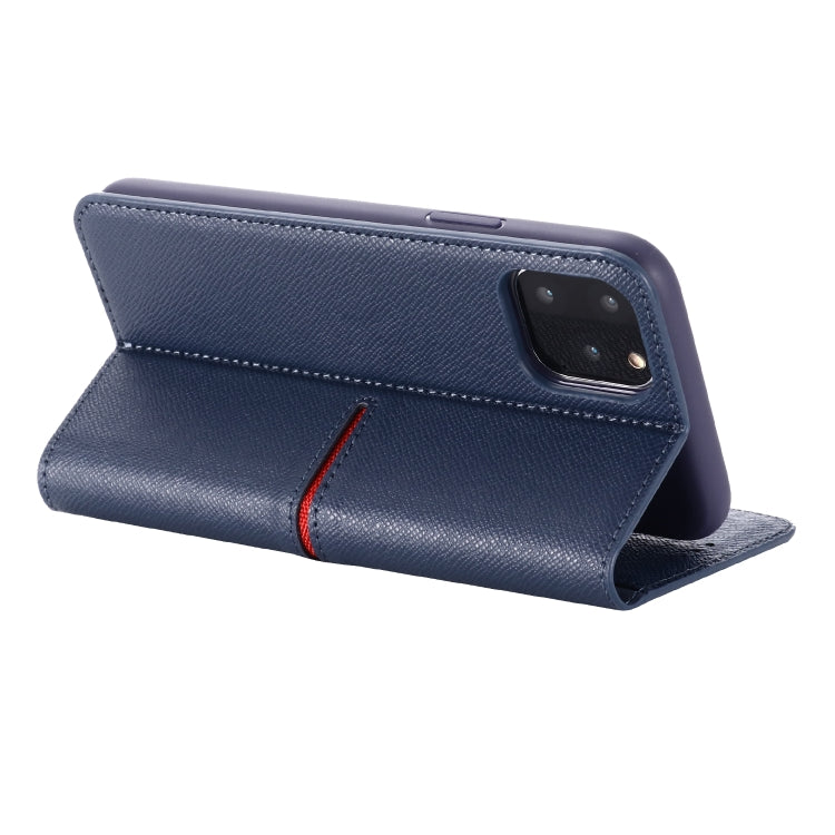 For iPhone 11 Pro GEBEI Top-grain Leather Horizontal Flip Protective Case with Holder & Card Slots & Wallet & Photo Frame(Blue) - iPhone 11 Pro Cases by GEBEI | Online Shopping UK | buy2fix